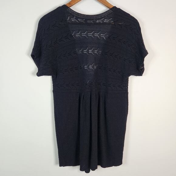 J. Jill Black Linen Blend Knit Baby Doll Cardigan Cover Up Size Medium Beach - Picture 6 of 10
